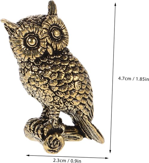 Brass Owl Figurine - Unique Decorative Animal Art for Home & Office | Elegant Shelf Ornament