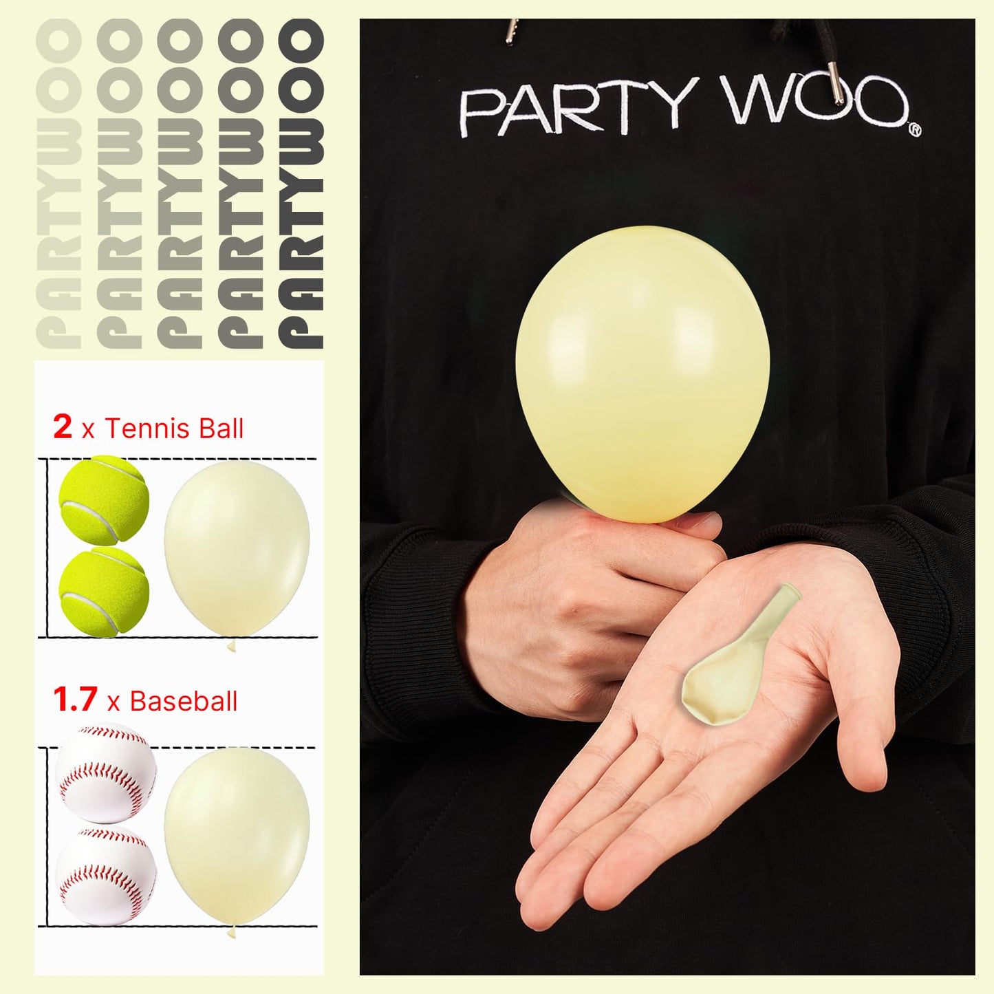 PartyWoo Pastel Yellow Balloons 50pcs 5 Inch Small Mini Light Pale Yellow Balloons for Graduation Baby Shower Gender Reveal Easter Little Cutie Bee Birthday Summer Party Decorations Yellow-Q07