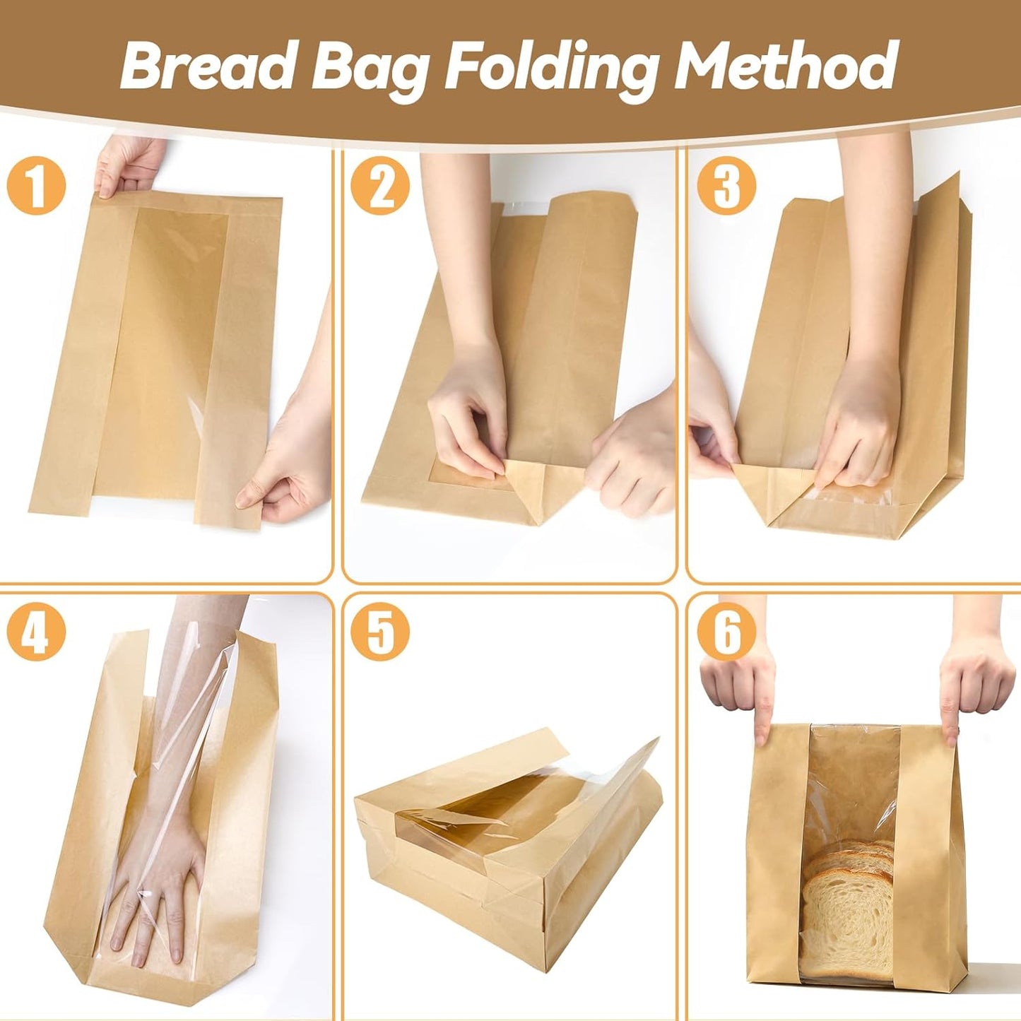 Tripho Bread Bags - 100 Pcs Clear Window Sourdough Storage Bags with 120 Stickers | Ideal for Cookies & Snacks