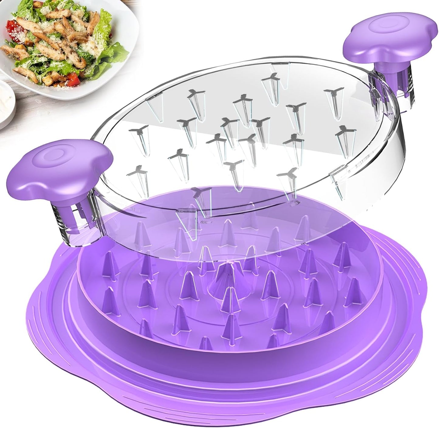 SURETIVIAN Chicken Shredder - Ergonomic Large Meat Shredder Tool with Brush & Fork | BPA-Free, Purple