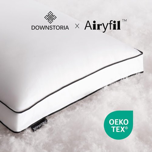 DOWNSTORIA King Size Feather Down Pillows - Luxury Hotel Collection, Soft & Fluffy Set of 2 (20x36 in)