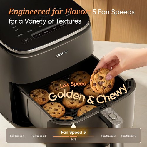 Cosori 9-in-1 TurboBlaze Air Fryer - 6 Qt PFAS-Free Ceramic Coating for Even Cooking | Dark Gray