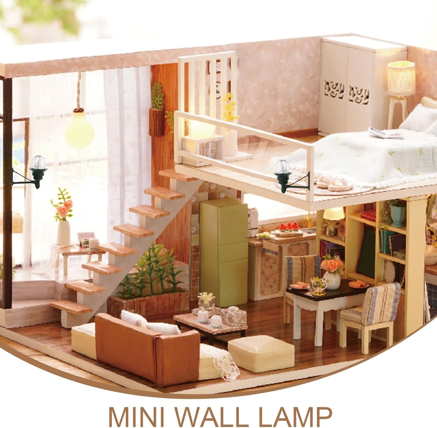 Uonlytech Miniature Wall Lamp Set - 4 Pcs Simulated Street Lights for Dollhouse Decor