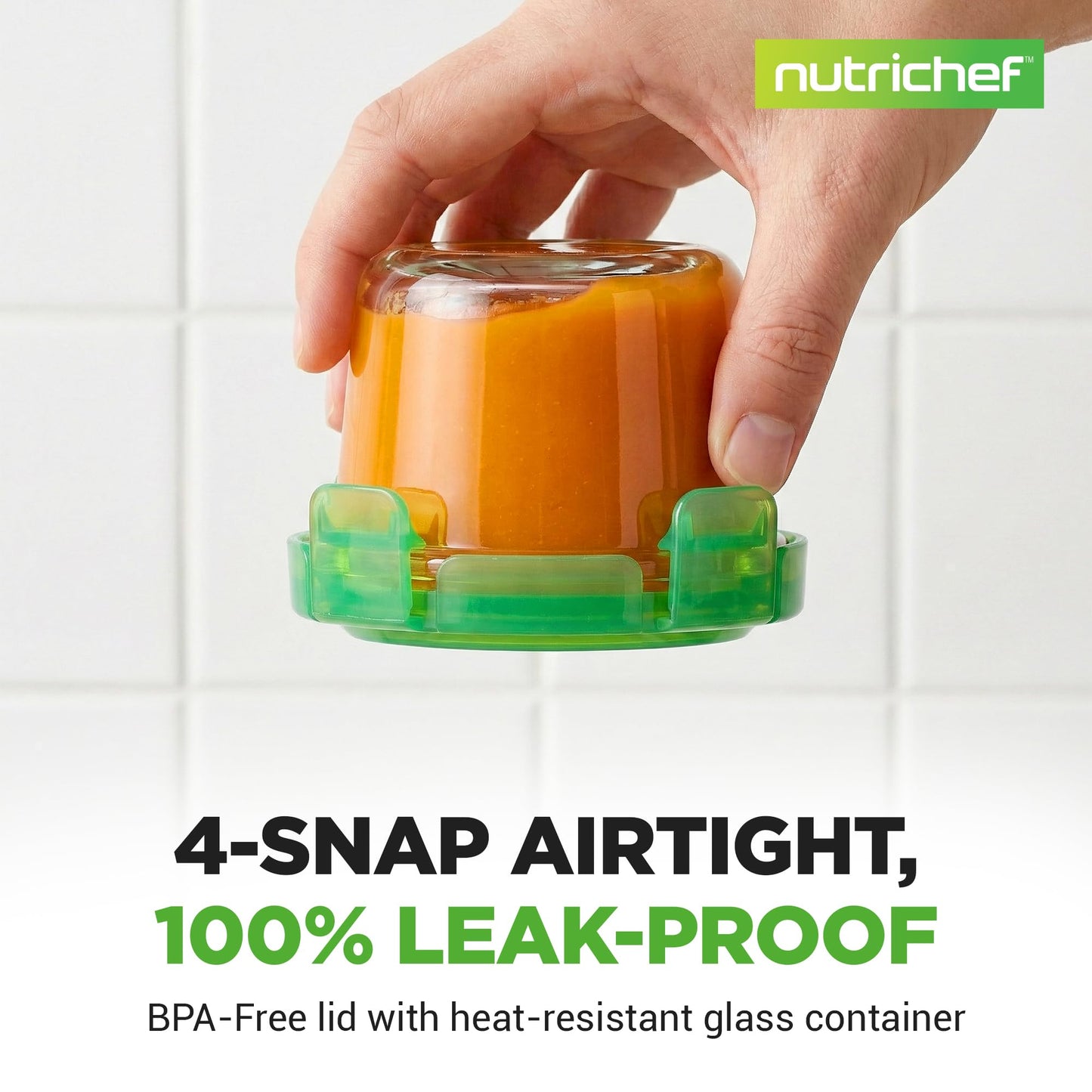 NutriChef 24-Piece (12 Glass Food Storage Containers and 12 Lids), 4.48oz Mini Stackable Meal Prep Round Containers - Microwave, Freezer, & Dishwasher Safe For Food, Snacks, Fruits, Nuts & More