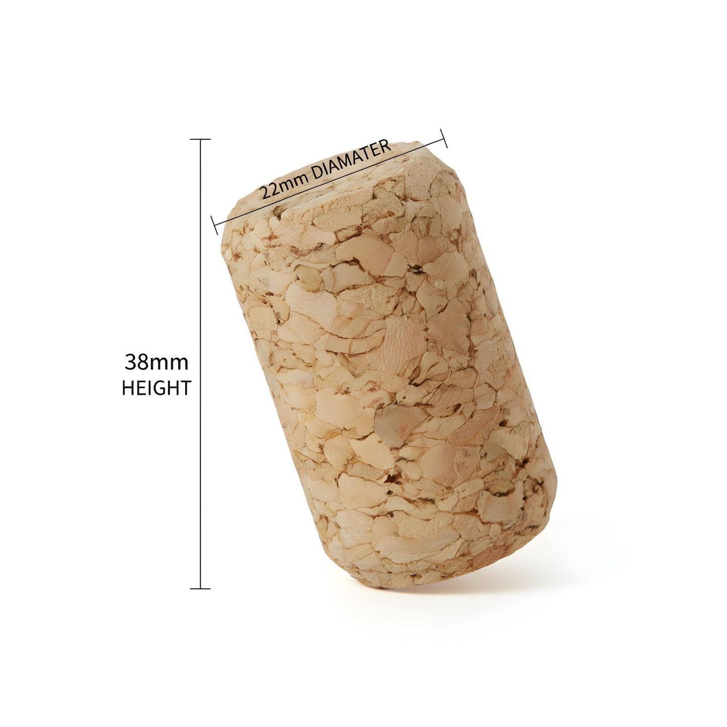 ABC Cork Co. 100 Corks in a Bag- Made in Portugal (38 x 22#8 Short, Agglomerated Deluxe) - 100 Pack