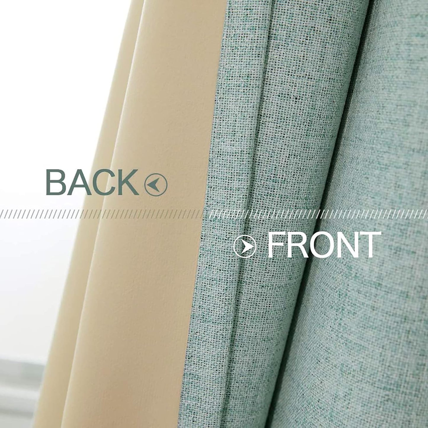 MIULEE 90-Inch Linen Texture Curtains - 100% Blackout Thermal Insulated Seafoam Green Drapes | 52x90 Inch (2 Panels)