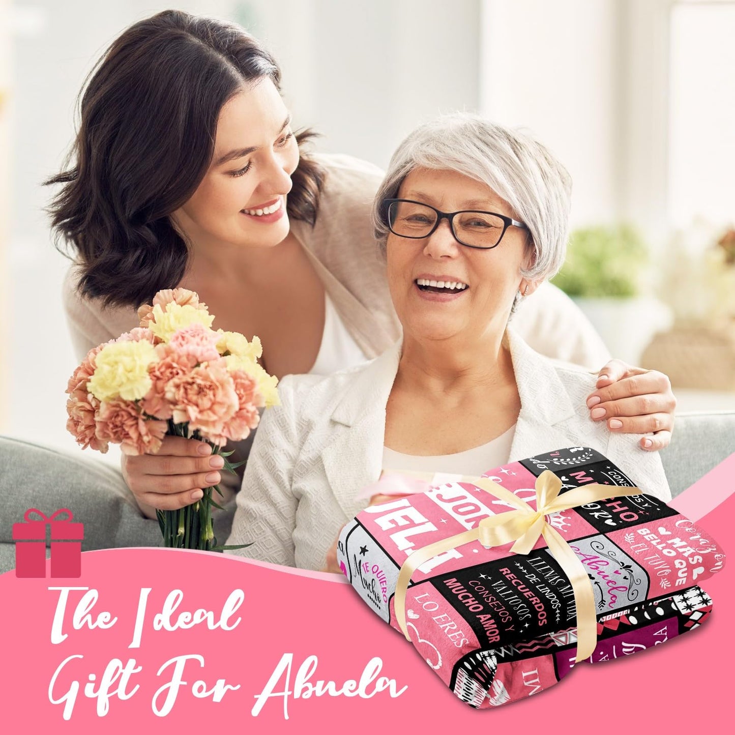 YPURTSD Grandma Gifts in Spanish - Regalos para Abuela - Mothers Day Christmas Birthday Gifts for Abuelita from Grandchildren - Eres La Mejor Abuela - Regalo para Abuelita - Grandmas Blanket 60"x80"