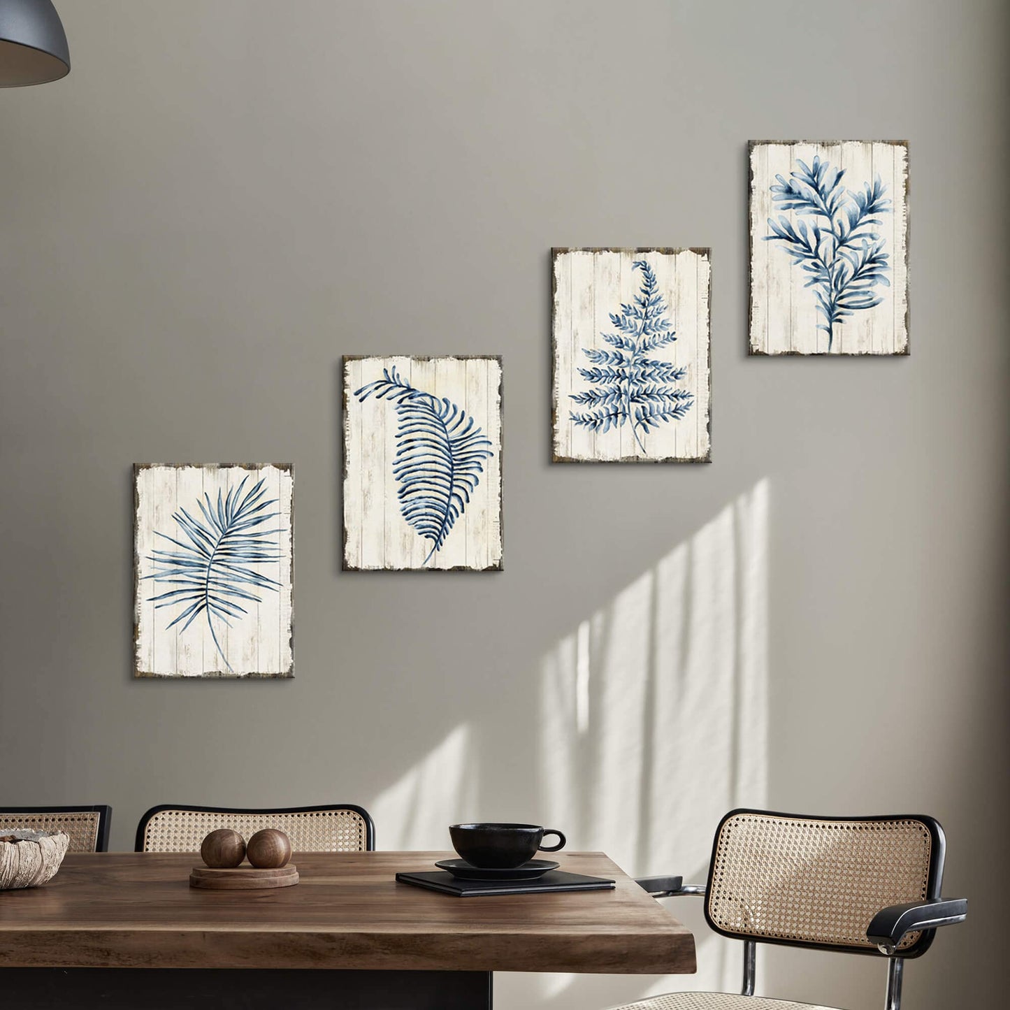 Botanical Plant Canvas Wall Art: 4 piece Blue Leaf Picture Minimalist Eucalyptus Prints Nature Leaves Painting Artwork for Bedroom Home Office