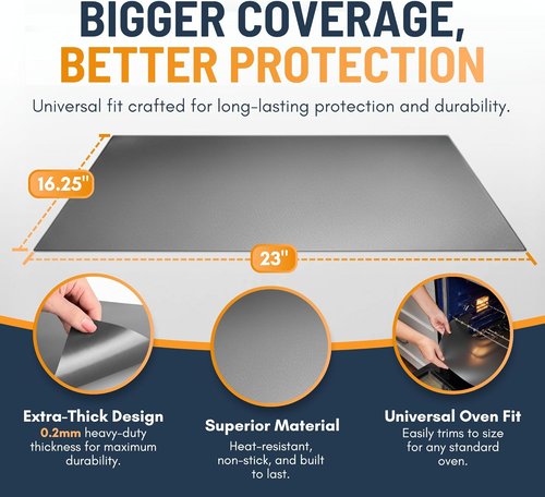 Heavy Duty Oven Liners by [Brand Name] - 3 Pack Non-Stick Reusable Mats, 16.25”x23” | BPA & PFOA Free Kitchen Accessory