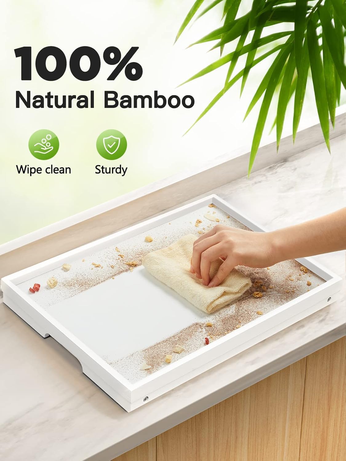 Pipishell Bamboo Bed Tray - Versatile Folding Snack Table for Breakfast & Work | White Finish