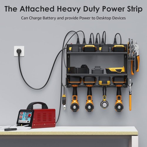 CCCEI Modular Power Tool Organizer - Wall Mount Charging Station & Heavy-Duty Storage Shelf | Black, 1 Pack