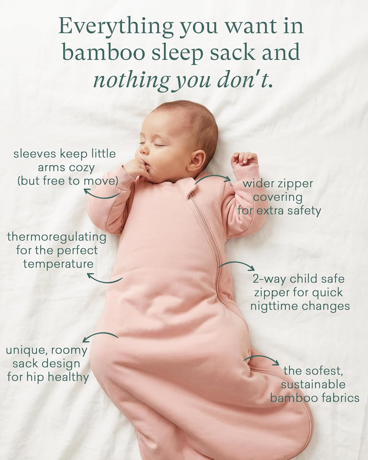 PurComfy Baby Sleeping Bag - Premium Bamboo Viscose, Supersoft & Cozy | 1.0 TOG, Long Sleeve