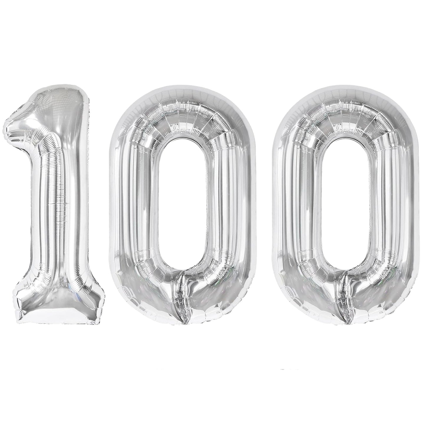 Silver Number 100 Balloon 40 inch, 100 Number Balloons, 100th Silver Birthday Decorations for Girls Boys Kids, 100 Year Old Women Men Party Supplies