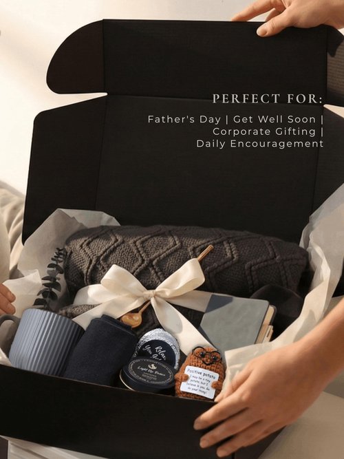 Get Well Soon Gift Baskets for Men&Women- Self Care Package/Brithday - After Surgery, Sympathy Gifts for Loss of Loved One, Thinking of You/ Grief /Bereavement /Miscarriage Gifts (Grey & Navy Blue)