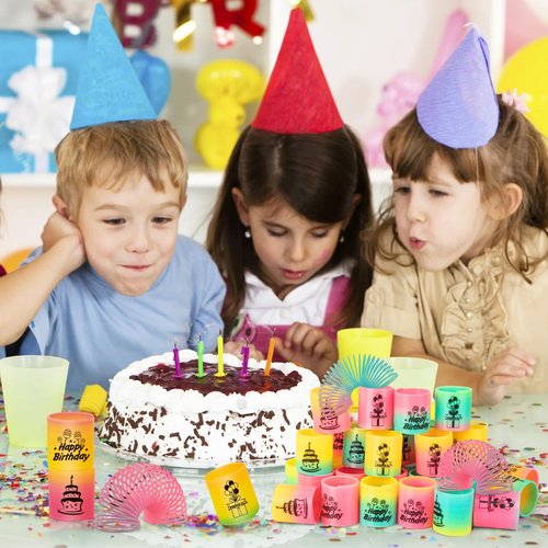 CLEVERZONE 36 Pack Spring Rainbow Magic Fidget Stress Coil Mini Springs Bulk Toys Party Favor For Kids Birthday Carnival Prize Goodie Bag Stuffers For Boys Girls (Birthday)