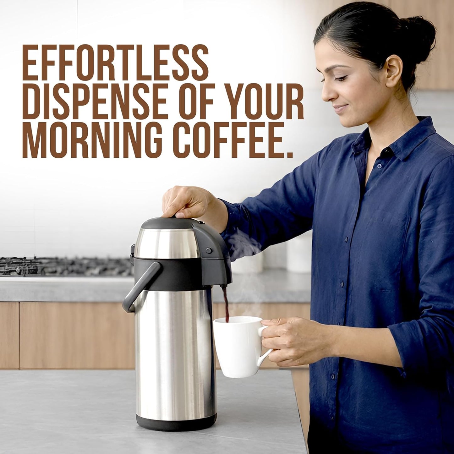 Skiennix Insulated Coffee Carafe - 102 OZ Stainless Steel Hot Beverage Dispenser | Thermal Pump Airpot