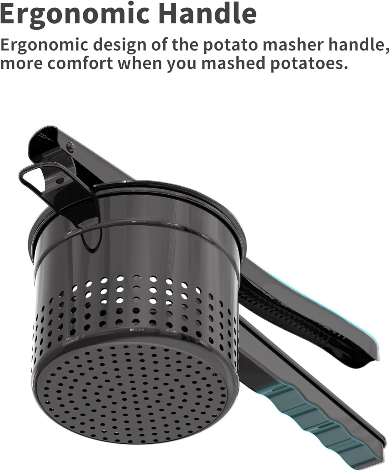 Livilord 15oz Potato Ricer - Heavy Duty Stainless Steel Masher with Ergonomic Handle | Black
