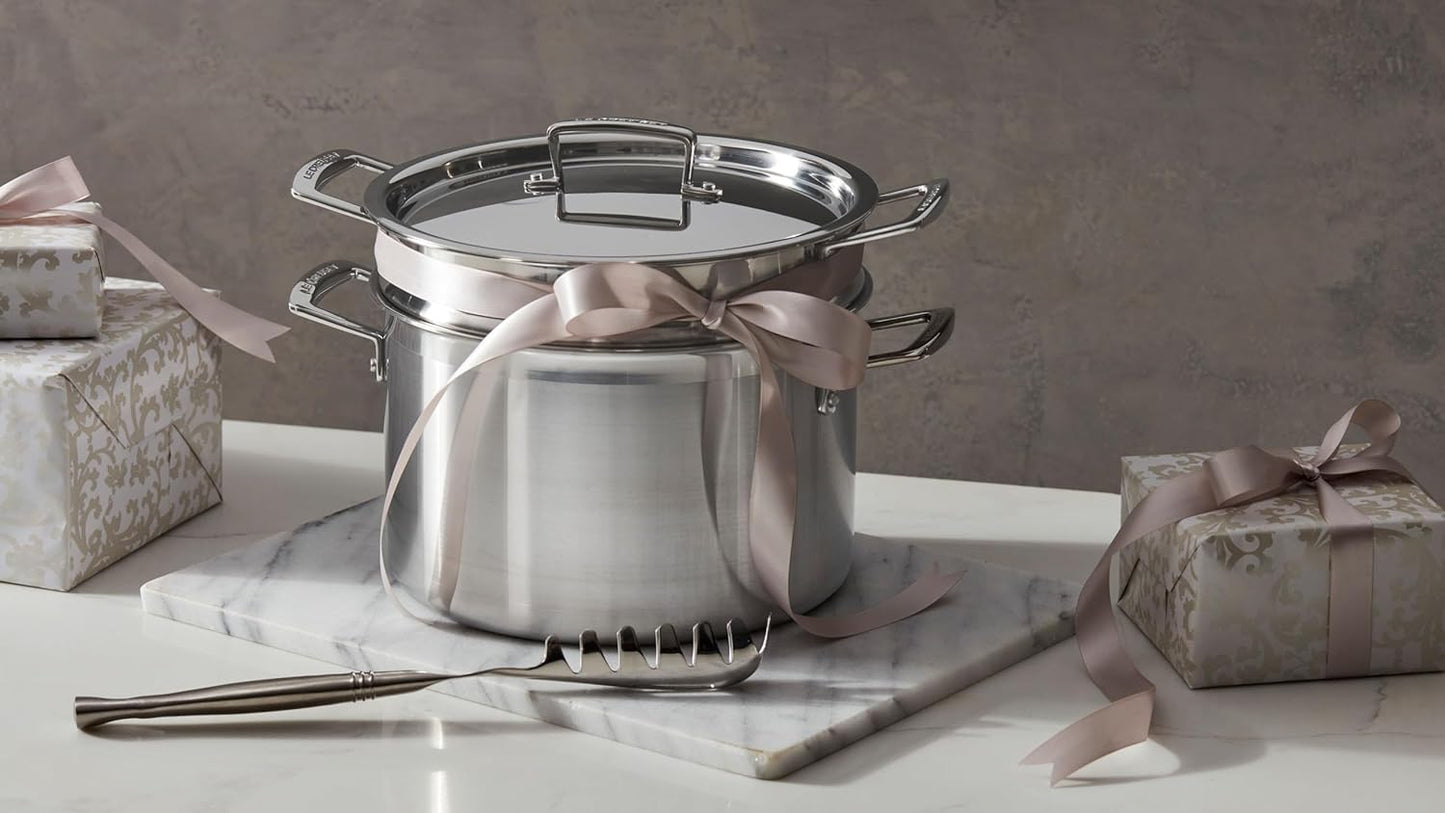 Le Creuset Stainless Steel Deep Pasta Pot - 3-Ply Construction, 7.5qt Capacity