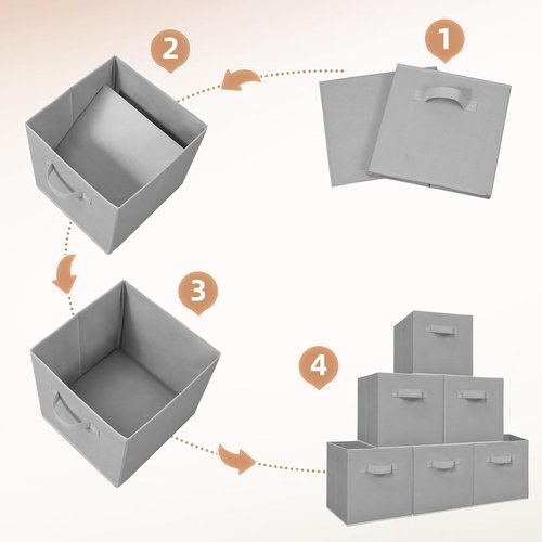 **Storage Maniac 11-Inch Collapsible Storage Cubes - Durable Fabric Bins for Closet & Organization | 6-Pack, Grey**