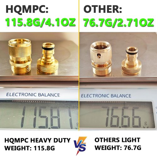 HQMPC Quick Connect Brass Garden Hose Fittings - Durable 3/4 Inch GHT Connectors (2 Sets)