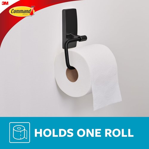 Command Toilet Paper Holder - Matte Black | Water Resistant & Rust Resistant Bathroom Organizer