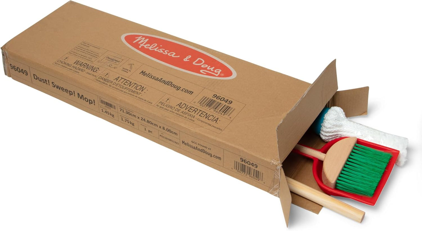 Melissa & Doug Toddler Cleaning Set - 6-Pc. Dust Sweep Mop with Broom & Accessories for Ages 3+