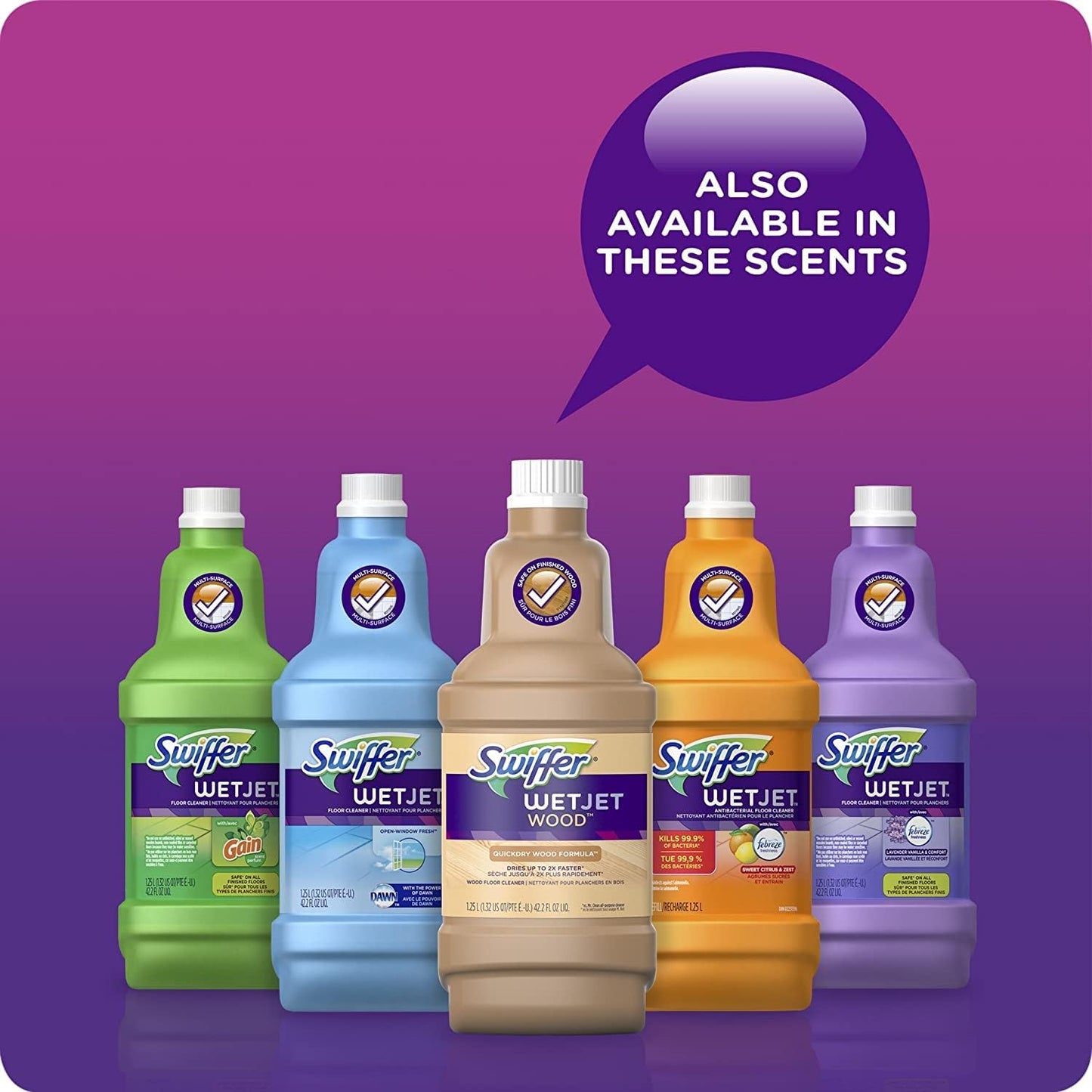 Swiffer | Floor Cleaner Solution Refill - Lavender Scent, 42.2 Fl Oz, Pack of 4