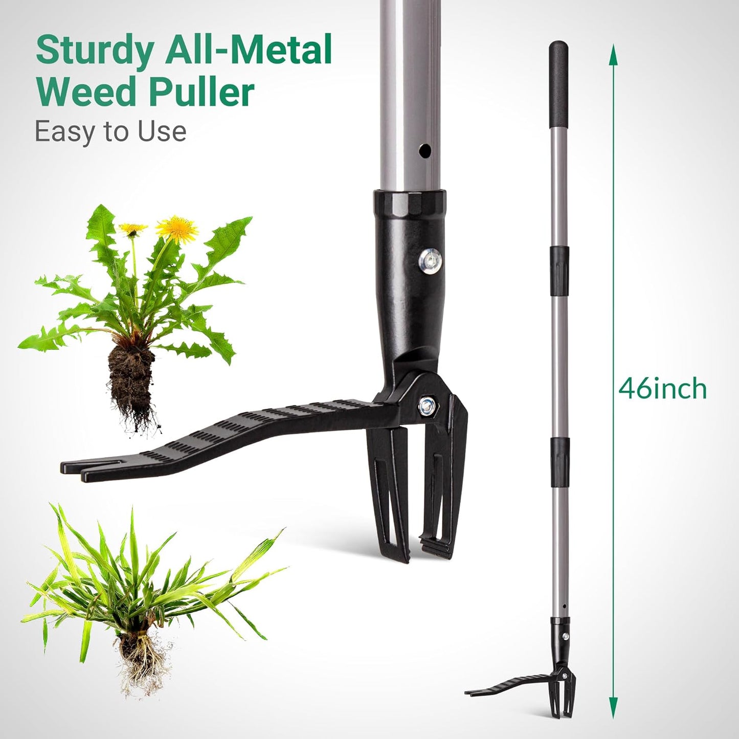 Suchtale Metal Weeder - Heavy-Duty Stand-Up Weed Puller Tool with Long Handle & Upgraded Pincer Claw