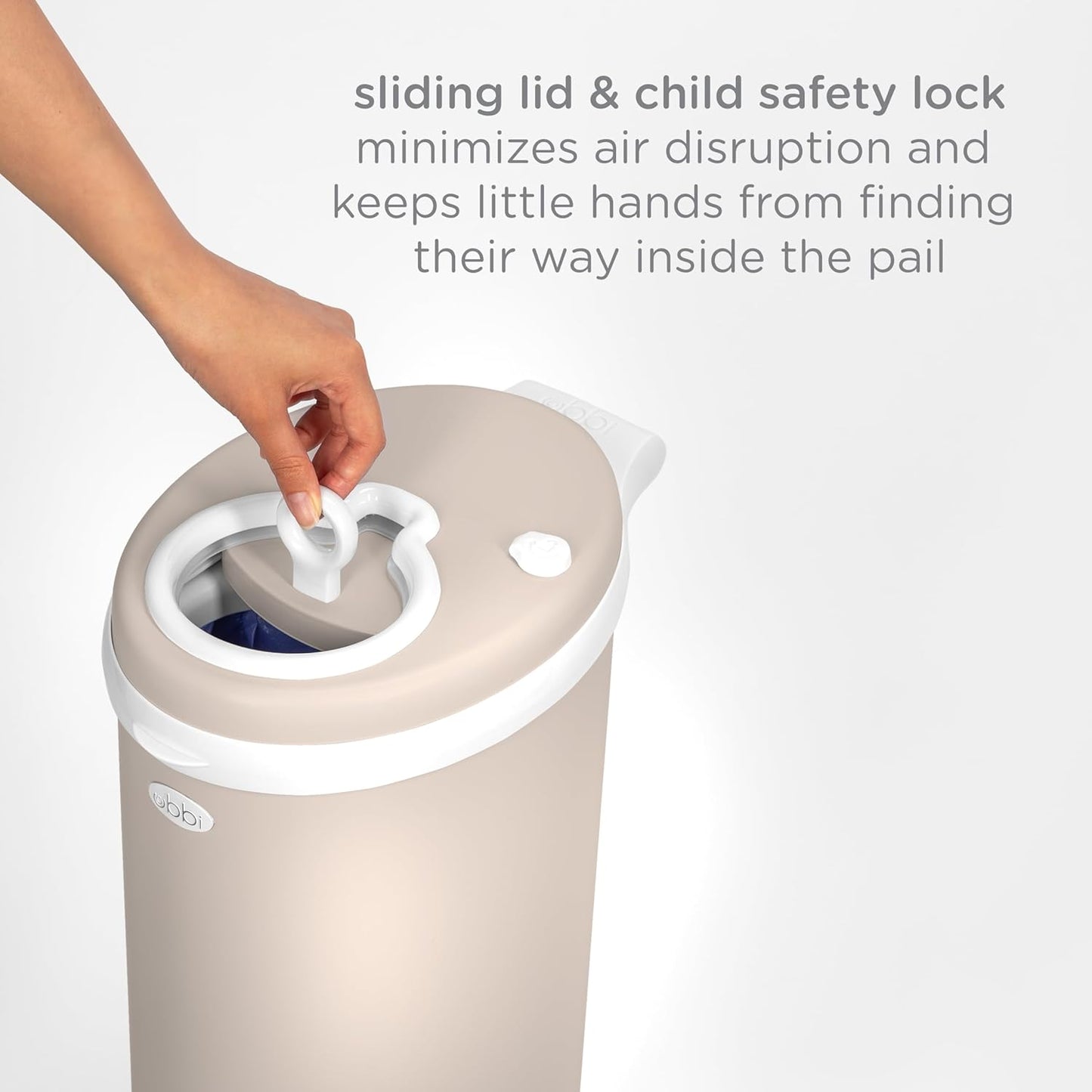 Ubbi Stainless Steel Diaper Pail - Odor Locking Design, No Special Bags Required | Taupe Color