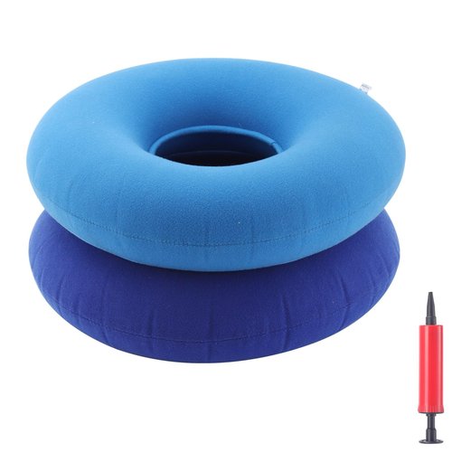 ANABIUP 2 Pack Inflatable Donut Pillow Ring Seat 15 Inch Round Portable Donut Cushion Pillow for Home Office Chair Wheelchair Car, 2 Colors