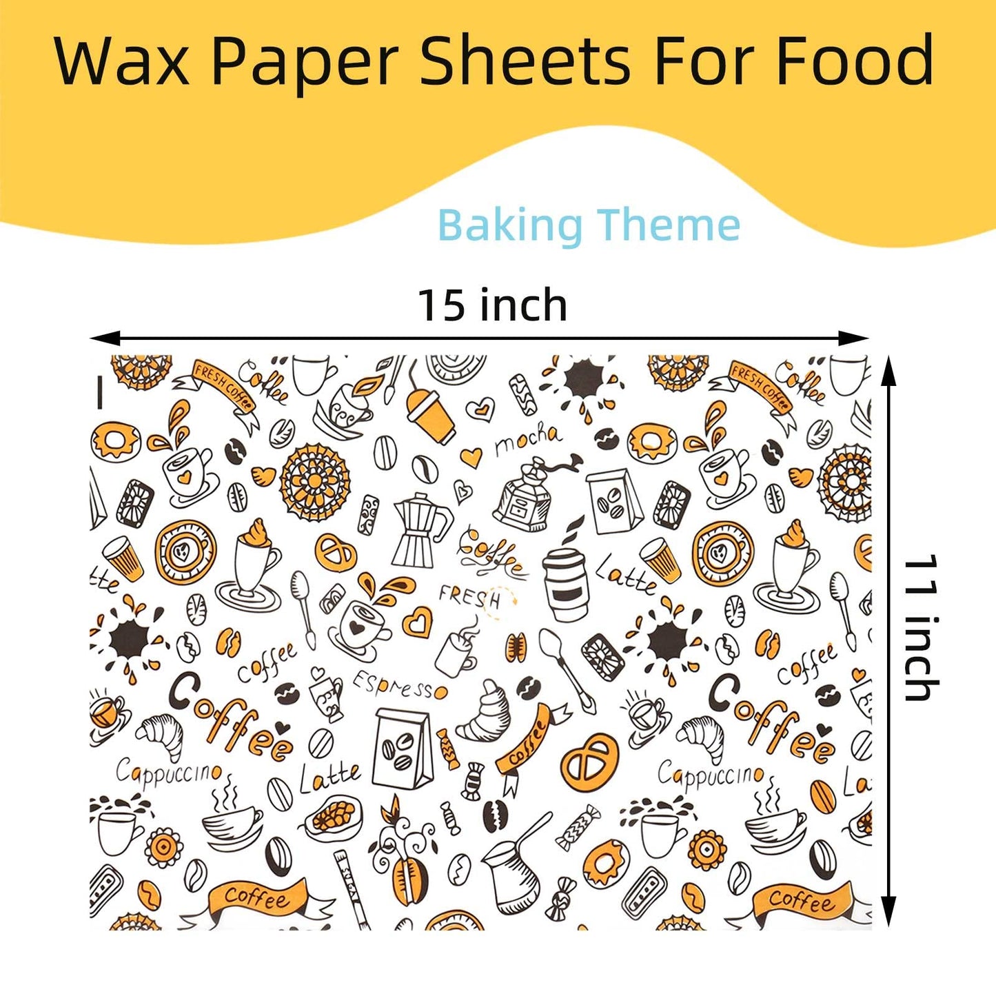 300pcs Deli Paper Sheets 11''x15'', Wax Paper Sheets for Food, Grease Resistant Sandwich Wrapping Paper, Premium Food Basket Liners for Bakery, BBQ, Picnic, Home Party, Festival and Outdoors