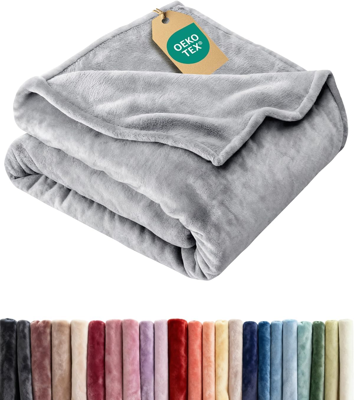 Ultra Soft Fleece Blanket | Flannel Luxury Queen Size Blanket - Lightweight, Warm & Cozy - Anti-Static Microplush in Grey