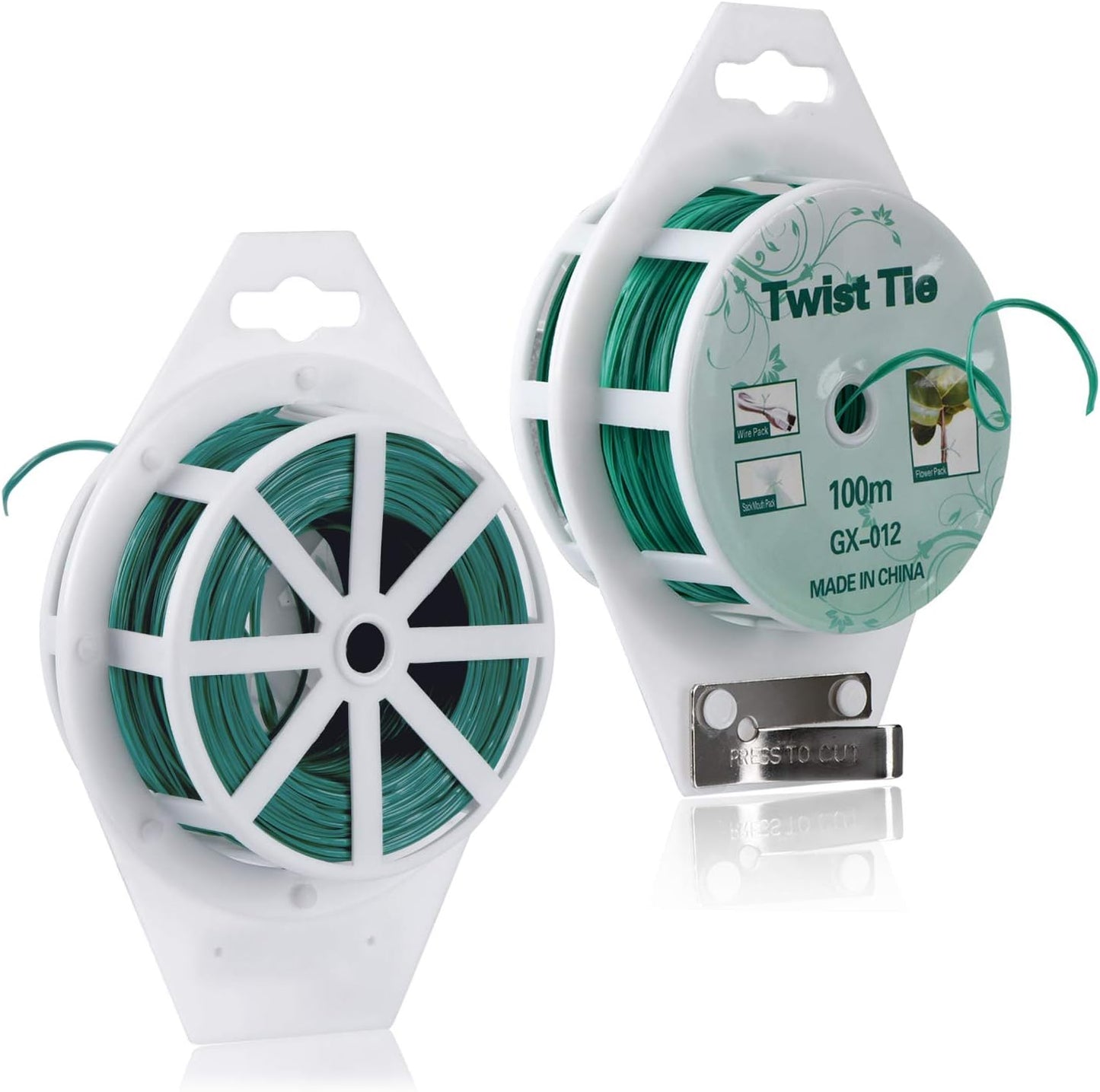 YDSL Twist Ties - 328ft Green Garden Plant Ties with Cutter for Gardening & Organization