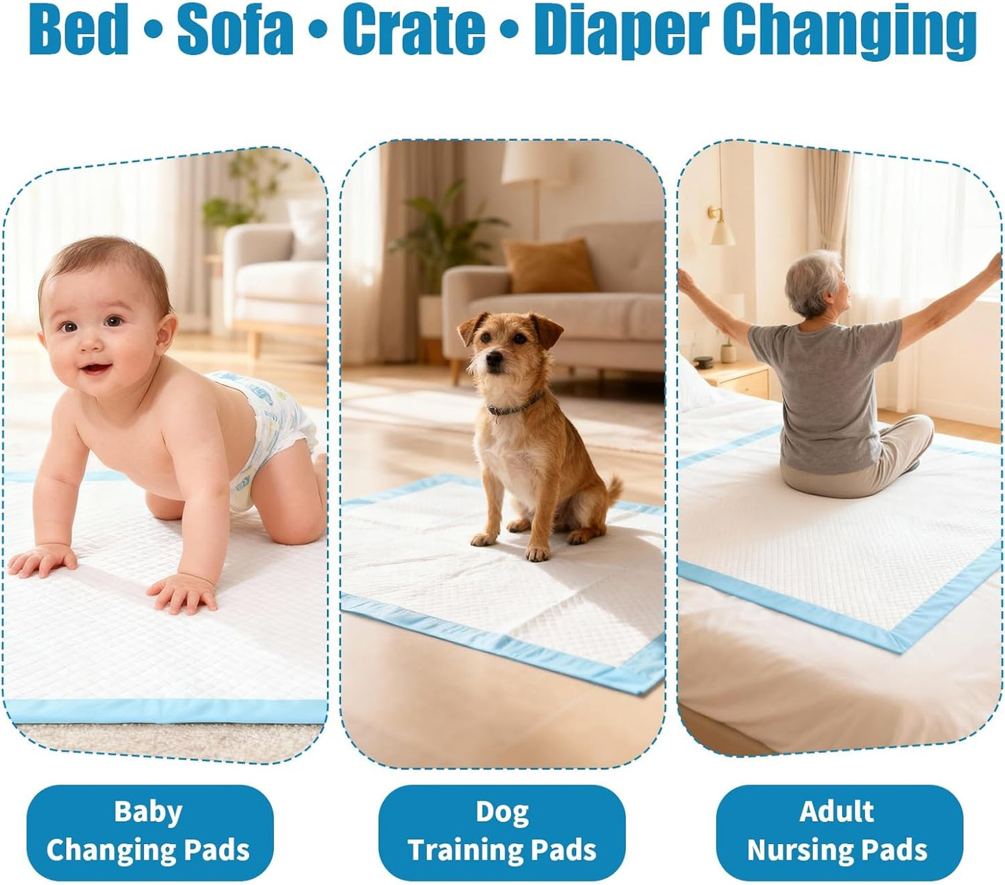10 Count Disposable Bed Pads by [Brand Name] - Super Absorbent, Waterproof & Leakproof 30" x 36" Underpads for Adults, Kids & Pets