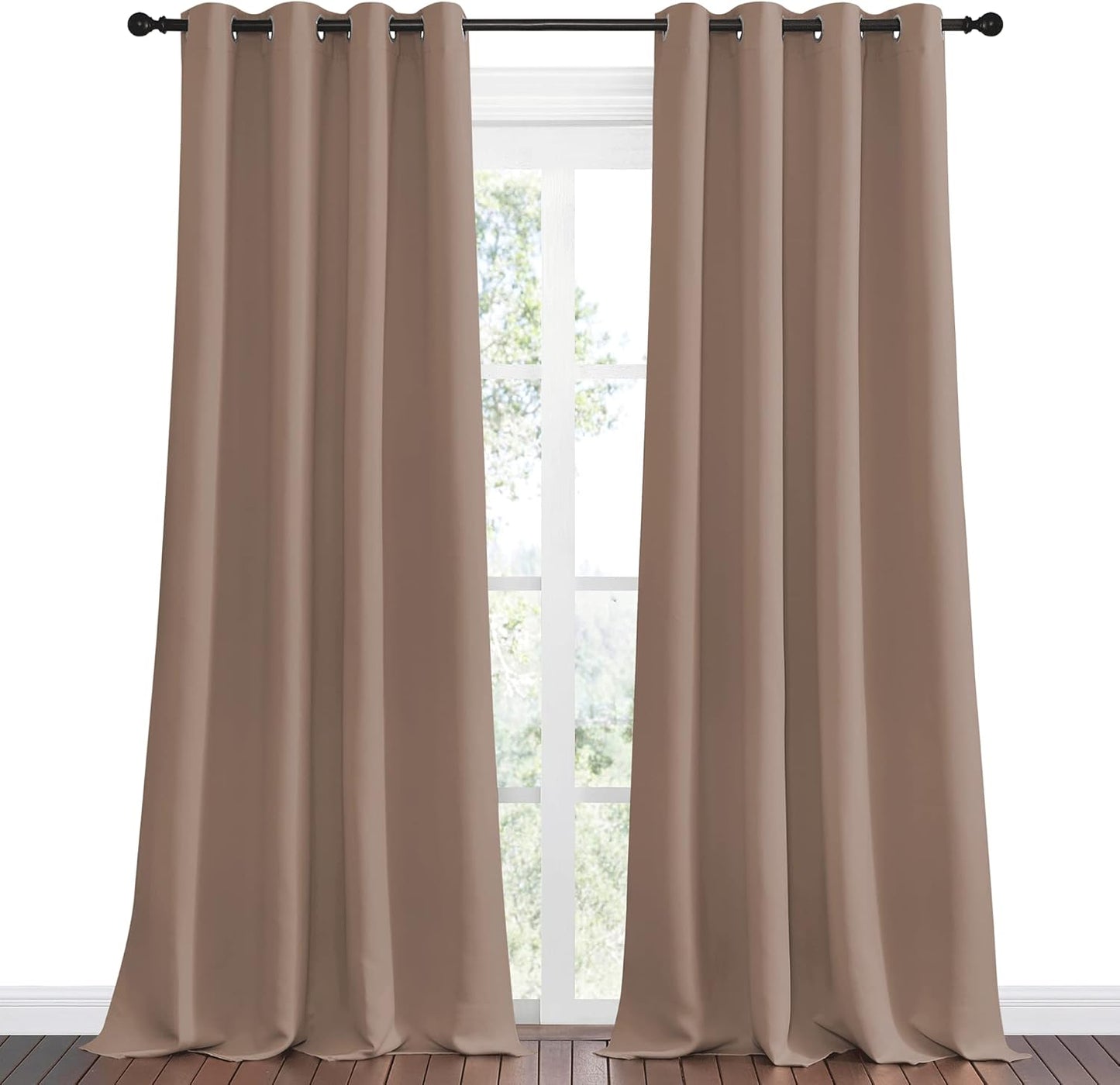 NICETOWN Blackout Curtains - Thermal Insulated Drapes Set of 2 | 55 x 120 Inch, Cappuccino