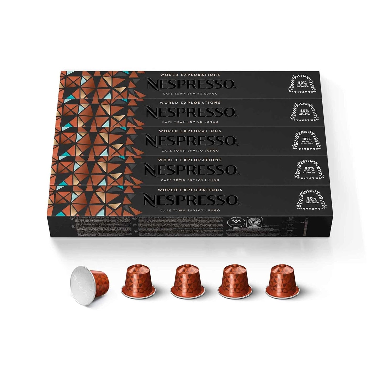 Nespresso Cape Town Envivo Lungo Coffee Pods - Dark Roast Espresso, 50 Count Pack