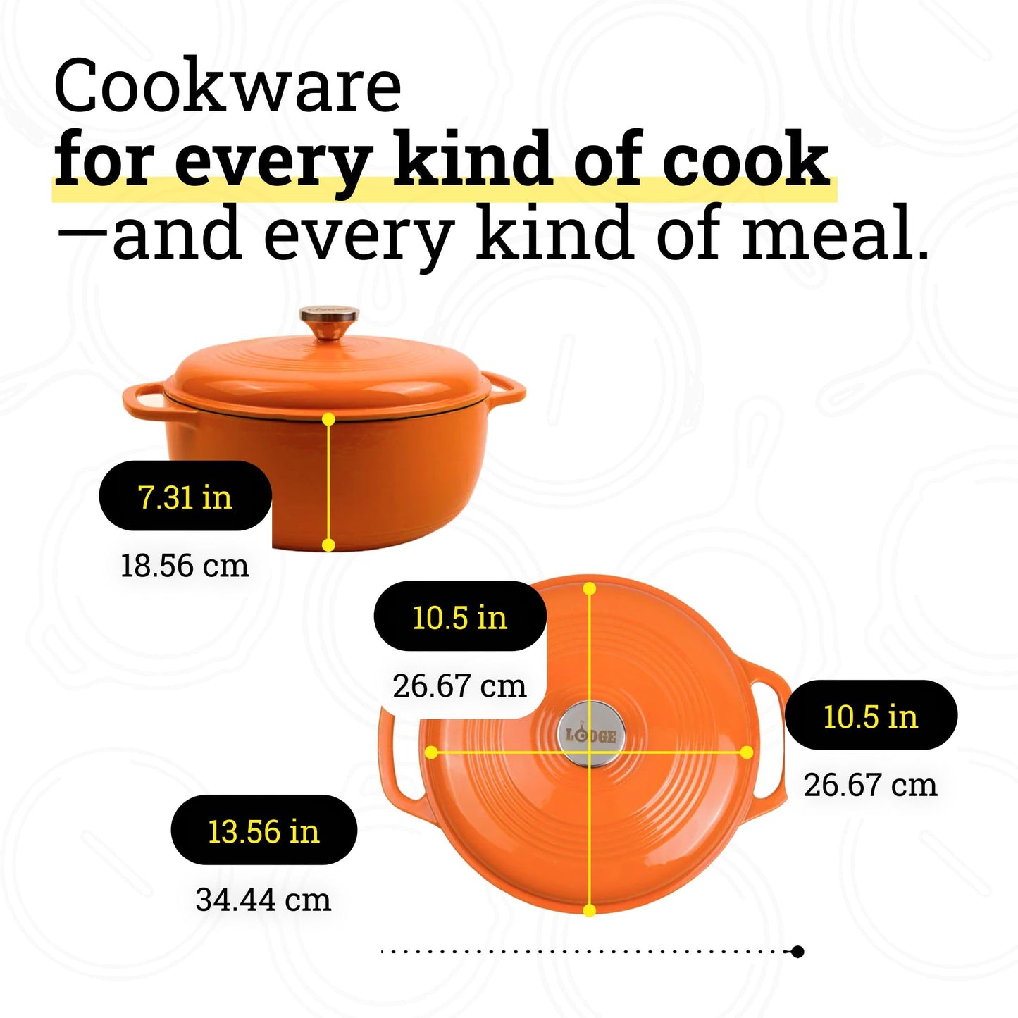 Lodge Essential Enamel Cast Iron Dutch Oven - Perfect for Bread Baking, Braising, Marinating & Slow Cooking - Features Moisture-Sealing Lid & Dual Handles - Kitchen Essentials - 6 Quarts - Pumpkin