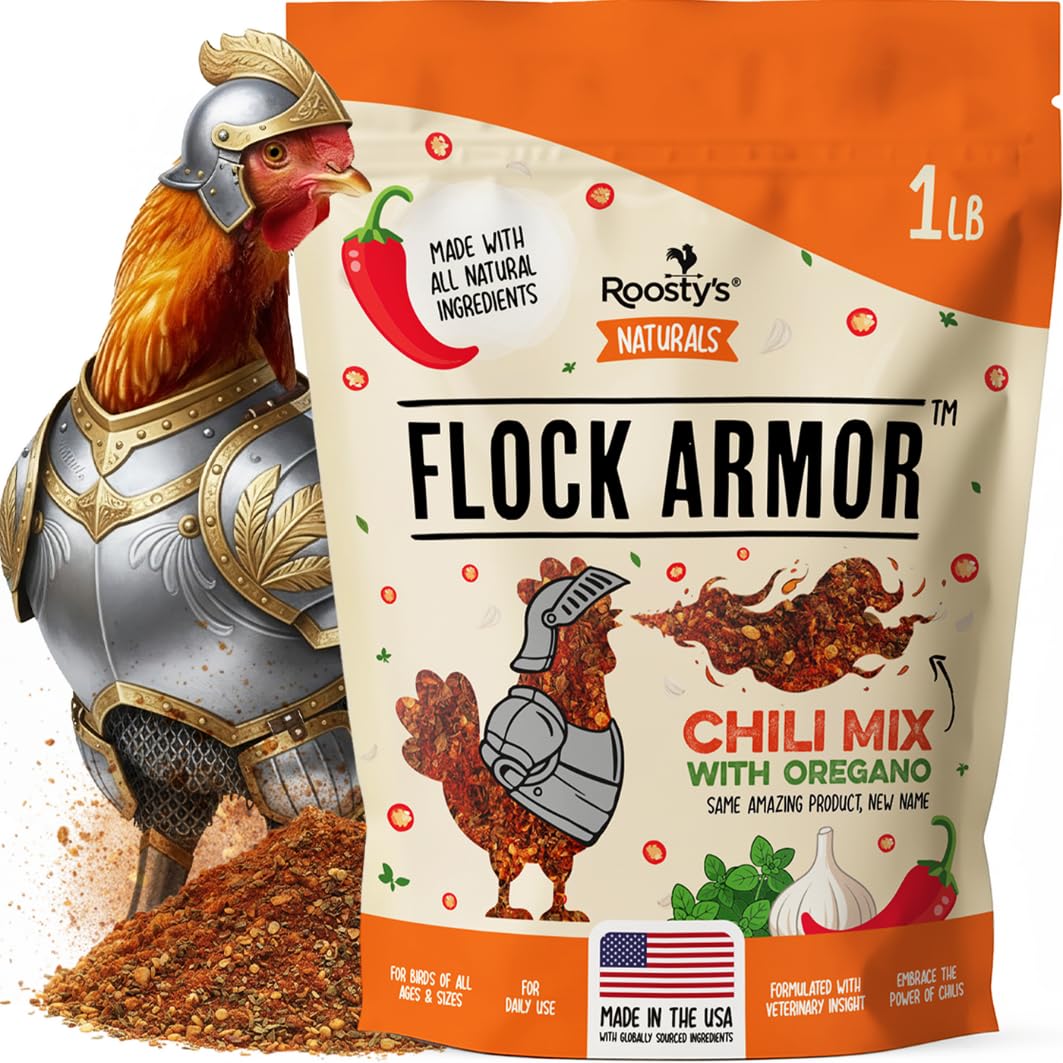 Roosty's Naturals Flock Armor - All-Natural Chicken De-Wormer Powder | Chili Mix | XL 1LB Pouch