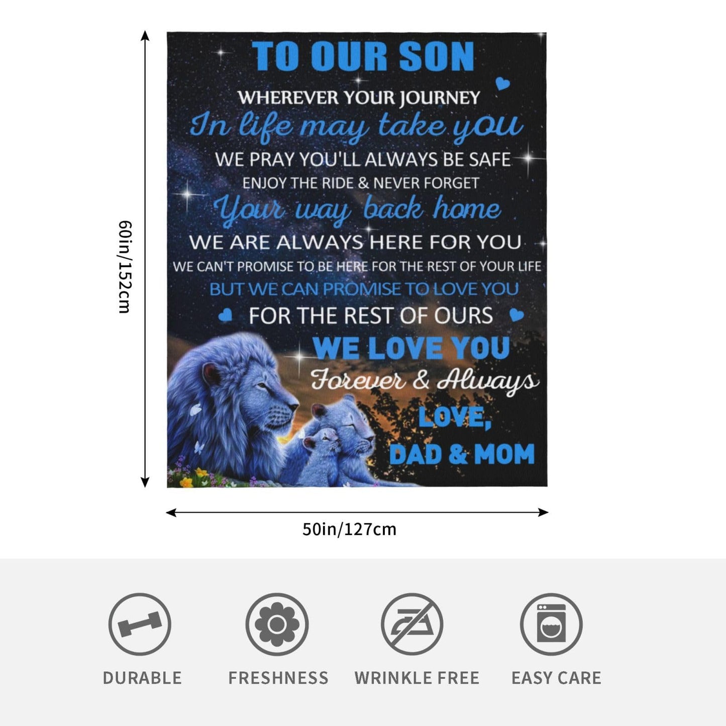 YOYICU Gifts for Son Birthday, Son Gifts from Mom and Dad, to My Son Blanket, Birthday Present for Child Lion Blanket Christmas 50” x 60”