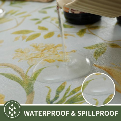HOMOHEINI Rectangle Table Cloth,100% Waterproof Tablecloth Oil Proof Spill Proof Vinyl Table Cloth, Wipe Clean Plastic Table Cover for Dining, Camping, Indoor and Outdoor 52" x 70",Leaves