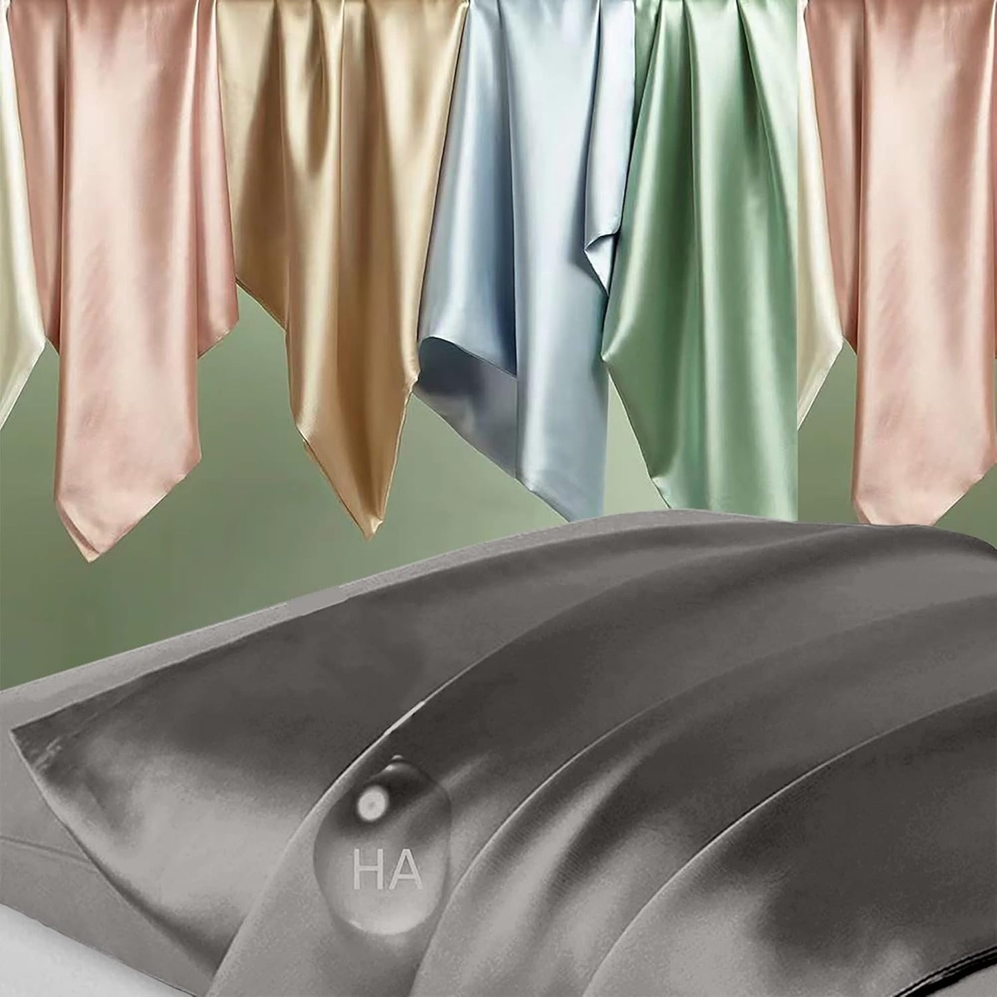 Mulberry Silk Pillowcase - King Size Anti-Acne Cooling Sleep Cover | Natural Satin with Hidden Zipper - Dark Gray