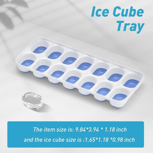 ChefAide Ice Cube Tray - Durable Stackable Trays with Removable Lids | 4 Packs, 56 Cubes for Cocktails & Coffee