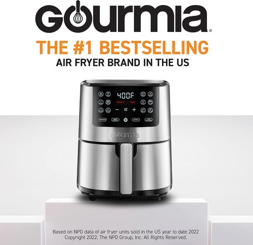 Gourmia 4-Qt Digital Air Fryer - Guided Cooking & Easy Clean Stainless Steel Design