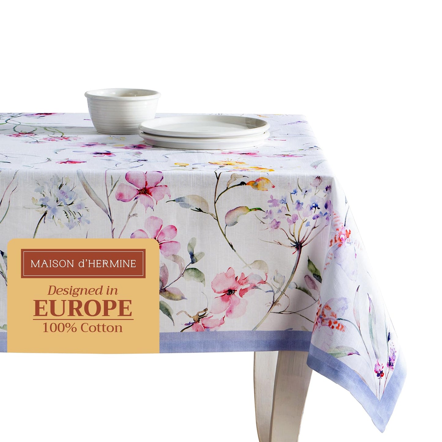 Maison d' Hermine Table Cloth Rectangle Table 100% Cotton 70 x 140 Inches Tablecloth Reusable Decorative for Dining Kitchen Room Farmhouse Home Gifts for Mothers Day Spring Summer - Summer Floral