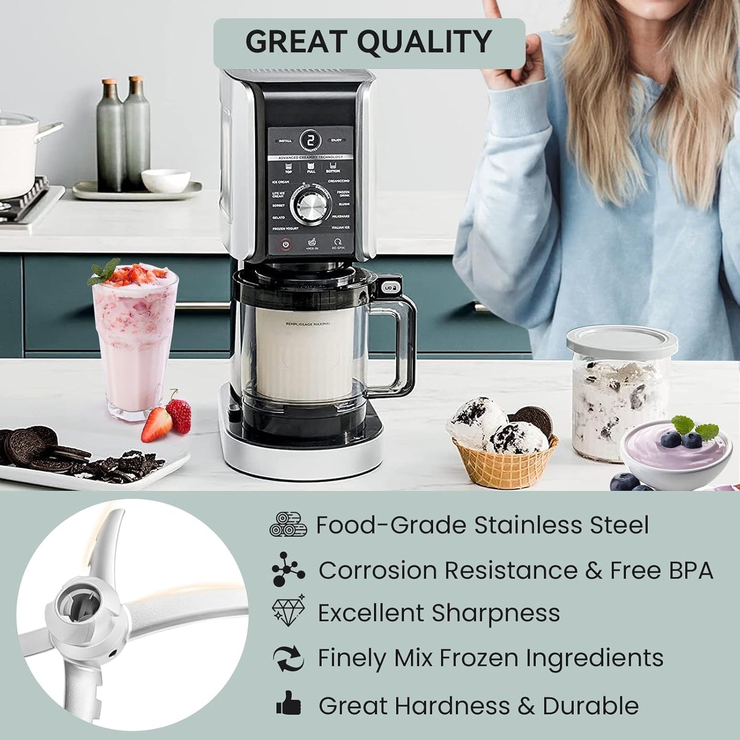 Ninja Creami Paddle Blade Replacement - Compatible with NC500 Series Ice Cream Makers | Durable & Efficient