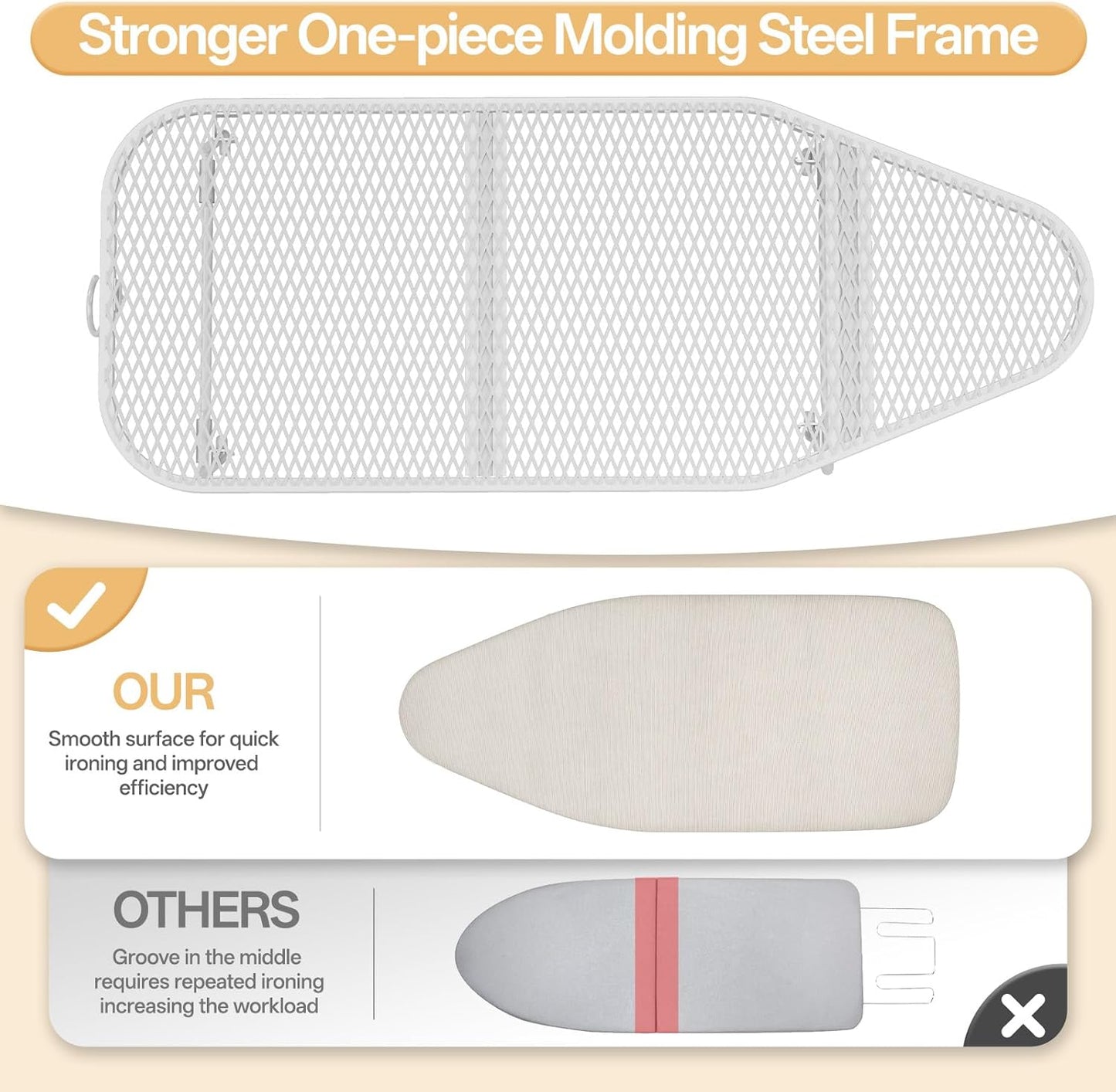 Skiennix Compact Ironing Board - Heat Resistant Cover & Metal Mesh Frame - 12x30 Inches, Cream White