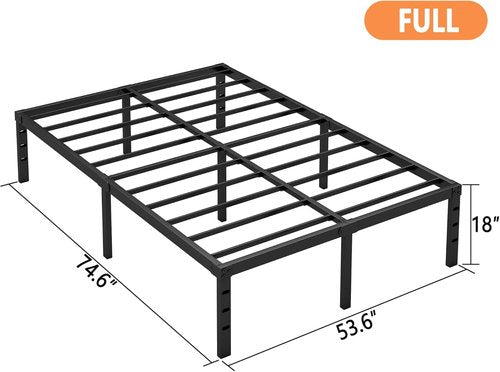 Hafenpo 18 Inch Full Bed Frame - Sturdy Metal Platform with Easy Assembly & Under Bed Storage | Black