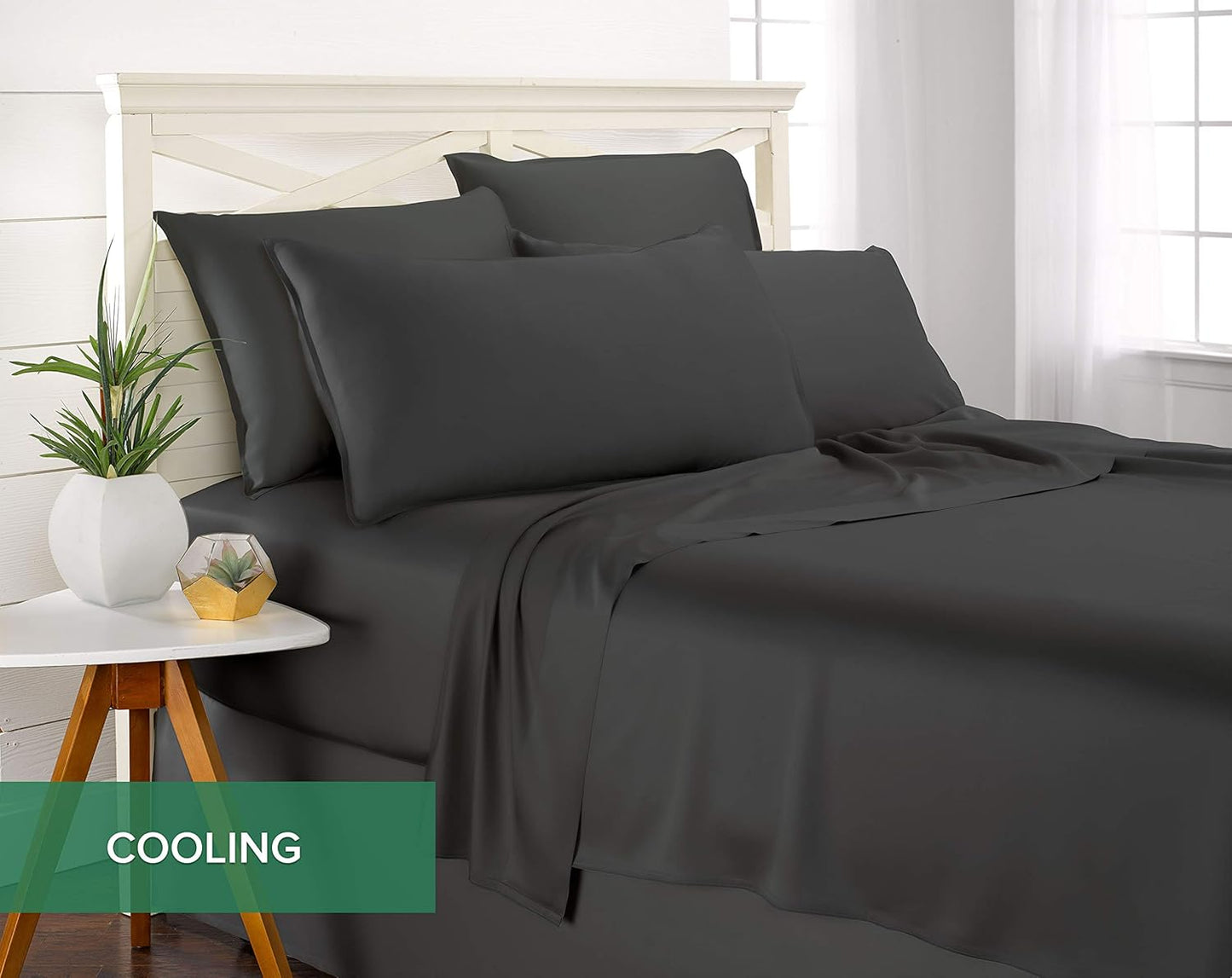 Pure Bamboo Twin Sheets - 100% Organic Viscose Bed Sheet Set, Luxuriously Soft & Cooling | Charcoal