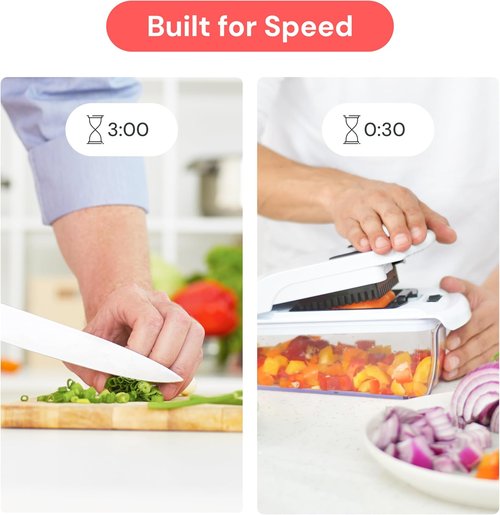 Fullstar Vegetable Chopper - 4-in-1 Pro Chopper & Spiralizer with Container | Essential Kitchen Gadget (White)