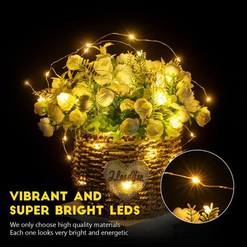 Fairy Lights Battery Operated String Lights - 12 Pack 7ft 20 LED Warm White Silver Wire for DIY Decor